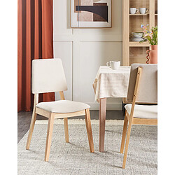 Beliani Bois d'hévéa Chaise de salle à manger Set de 2 Beige clair MERRILL