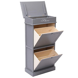 Avis vidaXL Armoire à chaussures Gris 50 x 28 x 98 cm Bois de Paulownia