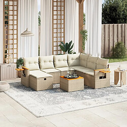 vidaXL Salon de jardin avec coussins 8 pcs beige résine tressée 