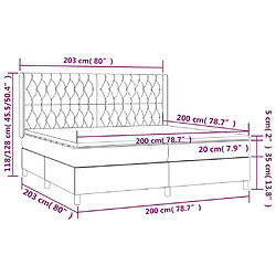 vidaXL Sommier à lattes de lit matelas et LED Crème 200x200 cm Tissu pas cher