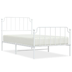 Maison Chic Cadre/structure de lit métal et tête de lit + pied de lit pour adulte - Lit Moderne Chambre blanc 100x190cm -MN94471