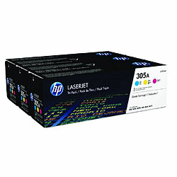 HP 305A Pack de 3 Cartouches HP toner Cyan/Magenta/Jaune Authentiques (CF370AM) 