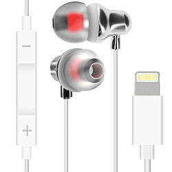 Écouteurs Filaires Lightning Intra-auriculaires Microphone Boutons LinQ Blanc 