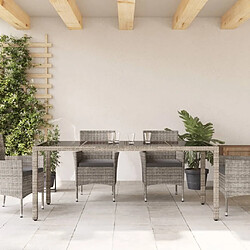 Avis Maison Chic Table de jardin | Table d'extérieur dessus en verre Gris 190x90x75cm Résine tressée -GKD78405