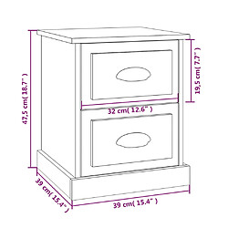 vidaXL Tables de chevet 2 pcs sonoma gris 39x39x47,5cm bois ingénierie pas cher