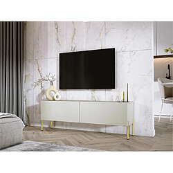 3XELIVING Meuble TV en couleur Cachemire avec pieds droits en or, D: l : 140 cm, H : 52 cm, P : 32 cm