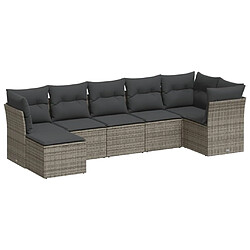 vidaXL Salon de jardin avec coussins 7 pcs gris résine tressée