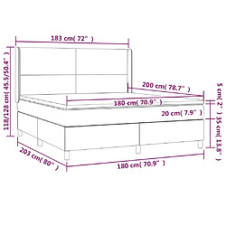 vidaXL Sommier à lattes de lit avec matelas Noir 180x200 cm Tissu pas cher