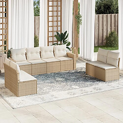 Maison Chic Salon de jardin avec coussins 8 pcs | Ensemble de Table et chaises | Mobilier d'Extérieur beige résine tressée -GKD25521