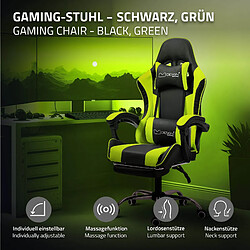 Chaise de massage gaming, noir-vert, cuir PU ML-Design