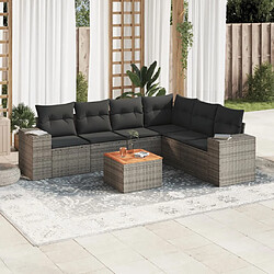 vidaXL Salon de jardin avec coussins 7 pcs gris résine tressée 