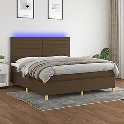 Maison Chic Lit adulte- Lit + matelas + LED,Sommier à lattes de lit matelas et LED Marron foncé 180x200 cm -GKD66350