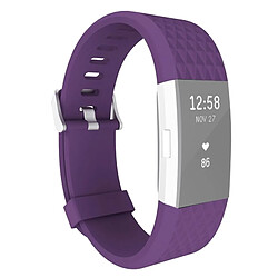 Wewoo Bracelet Violet pour Montre Fitbit Charger 2 Diamant Texture TPU, Longueur: 23cm 