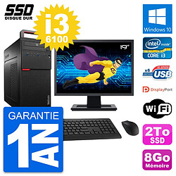 PC Tour Lenovo M700 Ecran 19" Intel Core i3-6100 RAM 8Go SSD 2To Windows 10 Wifi · Occasion 