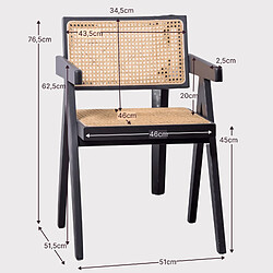 Nest Dream Chaise classique avec accoudoirs en rotin naturel et bois de frêne - Compass pas cher