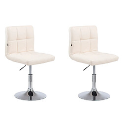 Decoshop26 Lot de 2 chaises de salle à manger style moderne et design en synthétique crème hauteur réglable pivotant pieds en métal 10_0000222 