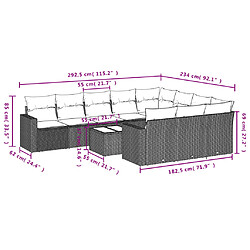 Acheter vidaXL Salon de jardin 11 pcs avec coussins gris résine tressée