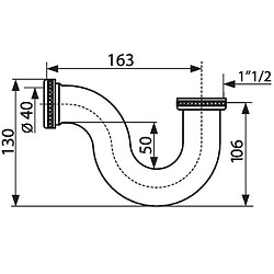 Valentin - Siphon tube laiton chromé Ø 40 mm