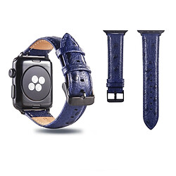 Wewoo Bande de montre-bracelet en cuir véritable d'autruche pour Apple Series Series 3 & 2 & 1 42mm bleu