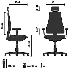 Chaise de bureau / fauteuil de direction ERGOHUMAN ULTRA G GEN2 tissu résille gris hjh OFFICE