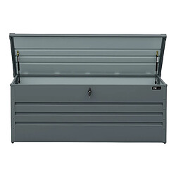 AXI Miles Coffre de jardin en Métal - 600L, Anthracite - Coffre de rangement extérieur avec fond et serrure - Meuble Exterieur Rangement Outils de Jardinage, Coussins - 165 x 70 x 62 cm