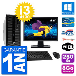 PC Tour HP 800 G1 Ecran 22" Intel i3-4130 RAM 8Go Disque 250Go Windows 10 Wifi - Occasion