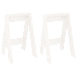 vidaXL Tabourets lot de 2 blanc 40x40x60 cm bois massif de pin