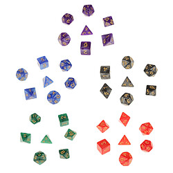 35pcs / Set Dés Polyédriques Multicolore pour DND RPG MTG et Jeux de Table