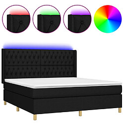 vidaXL Sommier à lattes de lit matelas et LED Noir 180x200 cm Tissu