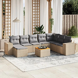 Maison Chic Salon de jardin avec coussins 9 pcs, Ensemble Tables et chaises de jardin, beige résine tressée -GKD424242