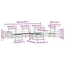 vidaXL Salon de jardin 10 pcs bois de pin imprégné pas cher