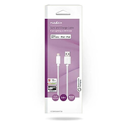 NEDIS Cordon Lightning 3M IPHONE 7 8 9 10 11 12 13 14 USB 2.0 Apple Lightning USB-A Mâle 480 Mbps Plaqué nickel 3.00 m Licence Originale A