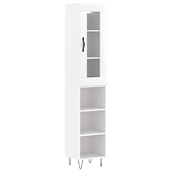 Maison Chic Buffet,Meuble de Rangement,commode pour salon,Cuisine Blanc brillant 34,5x34x180 cm Bois d'ingénierie -MN83902