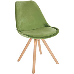 Decoshop26 Chaise de salle à manger x1 style scandinave en velours vert clair pieds en bois clair 10_0001461