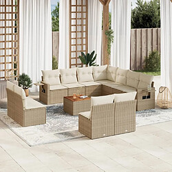 Maison Chic Salon de jardin avec coussins 12 pcs | Ensemble de Table et chaises | Mobilier d'Extérieur beige résine tressée -GKD83188