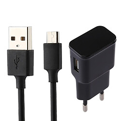 Wewoo Pour iPad, iPhone, Galaxy, Huawei, noir Xiaomi, LG, HTC et autres smartphone, appareils rechargeables 5V 2.1A Intelligent Identification USB Chargeur avec 1 m USB à Micro USB Câble de Recharge, EU Plug, 