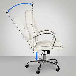 Decoshop26 Fauteuil de bureau sur roulettes largeur d'assise XXL en PVC blanc et métal chromé 10_0002416