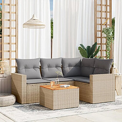 Maison Chic Ensemble à manger d'extérieur 5 pcs avec coussins,Salon de jardin,Mobilier de jardin mélange beige résine tressée -GKD540513