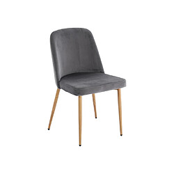 Avis Vente-Unique Lot de 6 chaises en velours et métal effet bois - Gris - MINAGRI