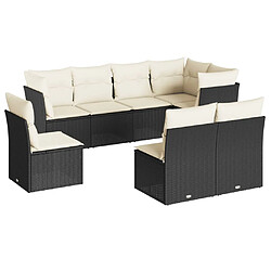 vidaXL Salon de jardin 8 pcs avec coussins noir résine tressée