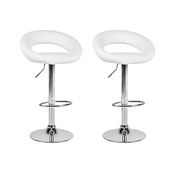 Beliani Tabouret de bar Set de 2 Cuir PU Blanc PEORIA 