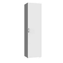 Pegane Armoire, meuble de rangement avec 6 tablettes coloris blanc - longueur 50 x hauteur 185 x profondeur 40 cm