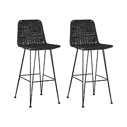 Beliani Tabouret de bar Set de 2 Rotin Noir CASSITA 