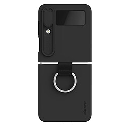 Coque en silicone NILLKIN anti-chute avec glissière pour appareil photo et anneau pour doigt pour votre Samsung Galaxy Z Flip4 5G - noir