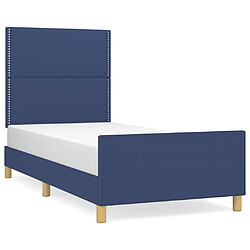 Maison Chic Cadre/structure de lit avec tête de lit pour adulte - Lit Moderne Chambre Bleu 90x190 cm Tissu -MN62866