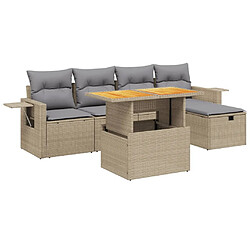 vidaXL Salon de jardin avec coussins 6 pcs beige résine tressée