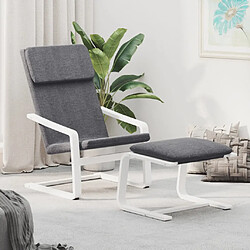 vidaXL Chaise de relaxation avec repose-pied Gris foncé Tissu 