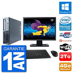 PC Lenovo M91p SFF Ecran 19" Intel G630 RAM 4Go Disque 2To Windows 10 Wifi - Occasion