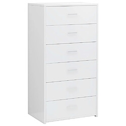 Maison Chic Buffet commode,console avec 6 tiroirs pour rangement Blanc brillant 50x34x96 cm Aggloméré -MN74200