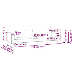 vidaXL Canapé-lit à 2 places avec deux oreillers Vert foncé Velours pas cher